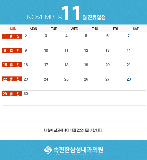 11월진료일정